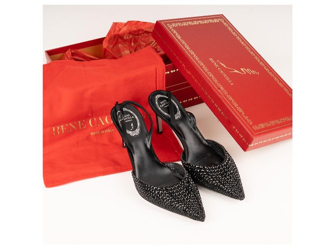 Décolleté slingback Jackie Crystal in pelle nera da donna Rene Caovilla EU 39 Nero - vista 2
