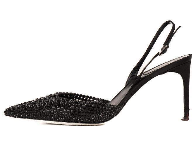 Décolleté slingback Jackie Crystal in pelle nera da donna Rene Caovilla EU 39 Nero - vista 3