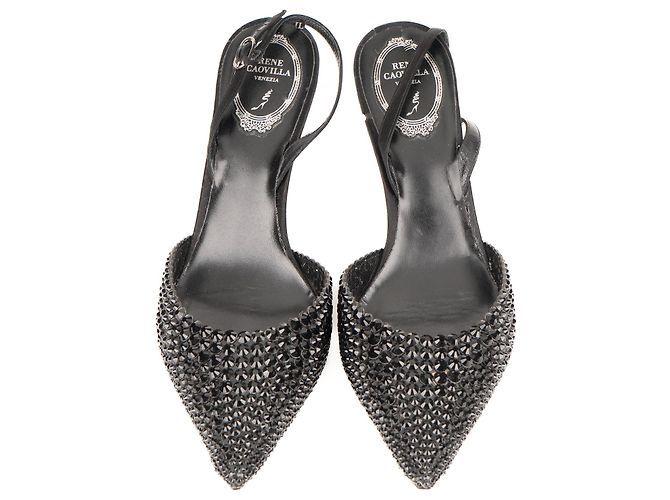 Décolleté slingback Jackie Crystal in pelle nera da donna Rene Caovilla EU 39 Nero - vista 4