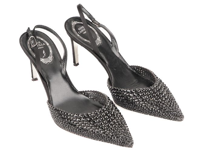 Décolleté slingback Jackie Crystal in pelle nera da donna Rene Caovilla EU 39 Nero - vista 5