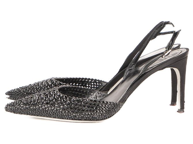 Décolleté slingback Jackie Crystal in pelle nera da donna Rene Caovilla EU 39 Nero - vista 6