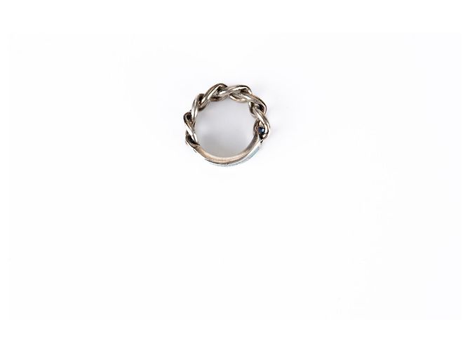 Anello a catena con logo Gucci in smalto Argento Turchese Blu Donna IT 13 US 6.5 - vista 7