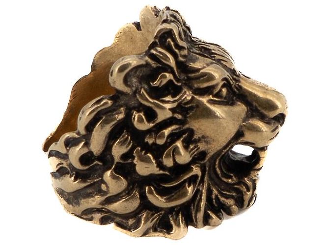 Anello Gucci Lion Head in ottone dorato invecchiato da donna IT 15 US 7.5 D'oro - vista 3