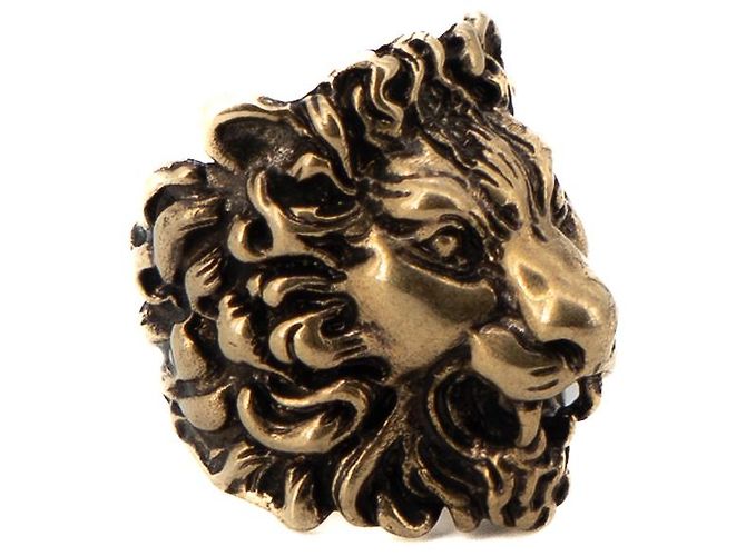 Anello Gucci Lion Head in ottone dorato invecchiato da donna IT 15 US 7.5 D'oro - vista 4