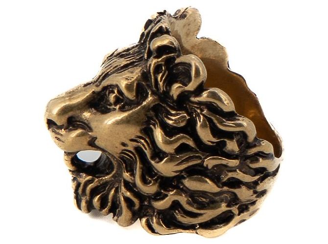 Anello Gucci Lion Head in ottone dorato invecchiato da donna IT 15 US 7.5 D'oro - vista 6