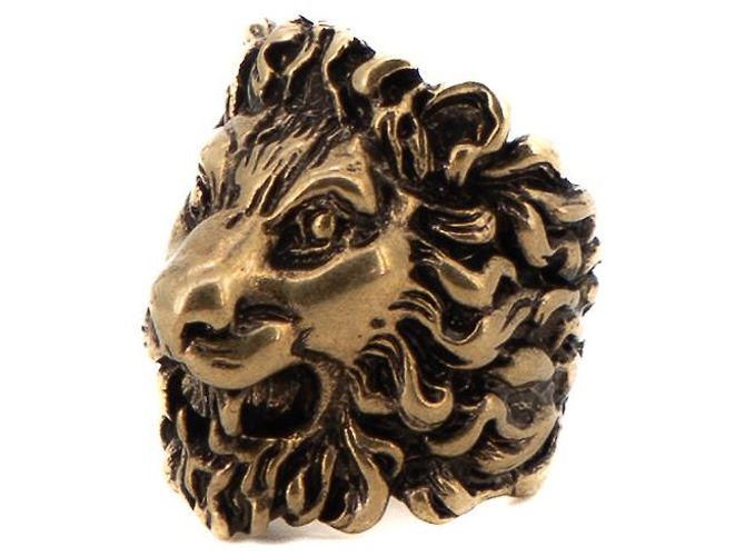 Anello Gucci Lion Head in ottone dorato invecchiato da donna IT 15 US 7.5 D'oro - vista 7