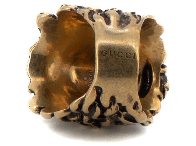 Anello Gucci Lion Head in ottone dorato invecchiato da donna IT 15 US 7.5 D'oro - vista 8