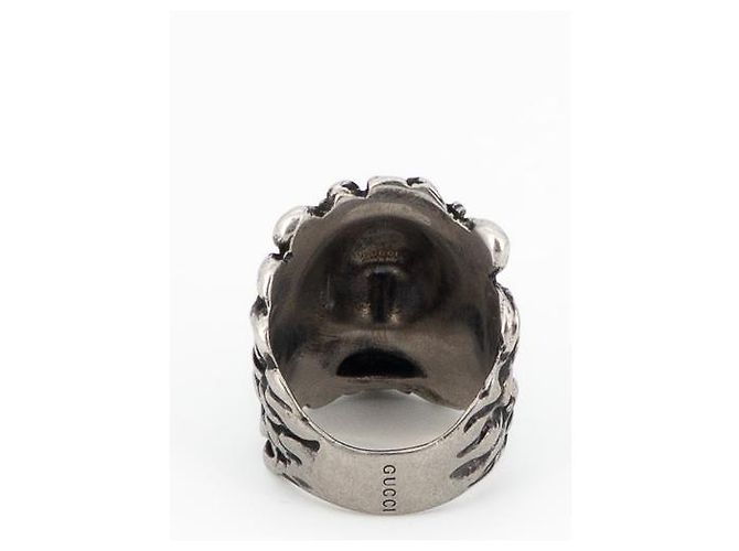 Gucci Löwenkopf-Ring Gold-Finish Aged Schwarzer Kristall Herren US 7.5 Golden - Ansicht 5