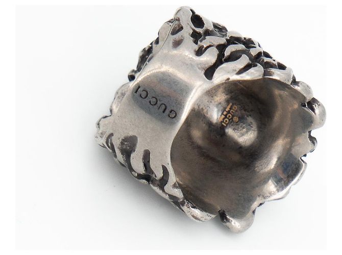 Gucci Löwenkopf-Ring Gold-Finish Aged Schwarzer Kristall Herren US 7.5 Golden - Ansicht 7