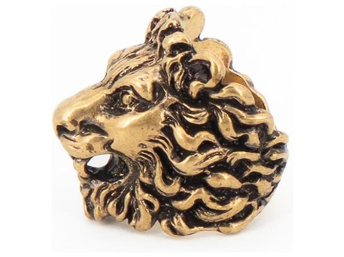 Anello Gucci Lion Head con Cristallo in Ottone Oro Invecchiato Nero Uomo US 6.5 D'oro - vista 4