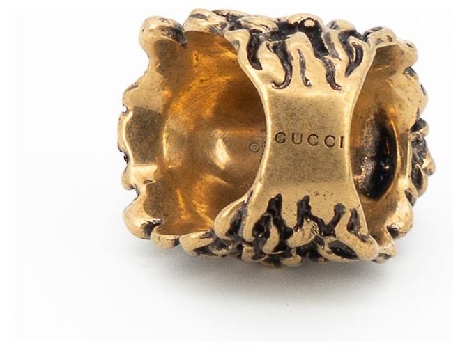 Anello Gucci Lion Head con Cristallo in Ottone Oro Invecchiato Nero Uomo US 6.5 D'oro - vista 6