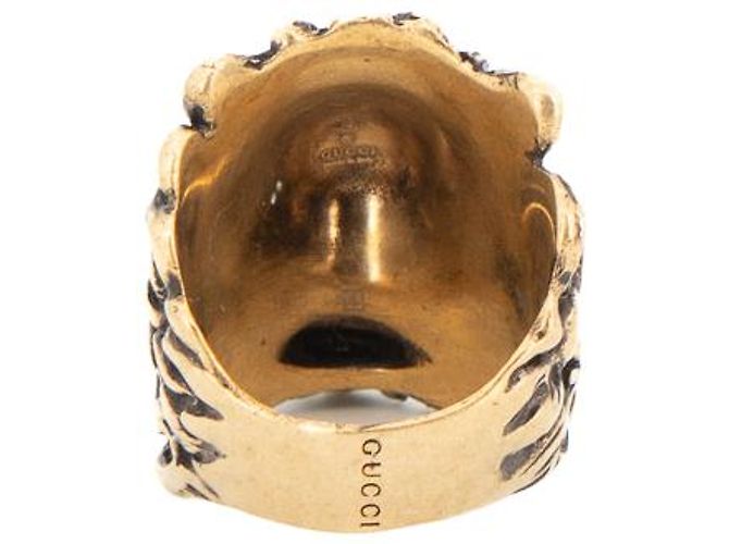 Anello Gucci Lion Head Oro Invecchiato Ottone Uomo US 9.5 IT 19 D'oro - vista 3