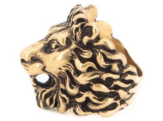 Anello Gucci Lion Head Oro Invecchiato Ottone Uomo US 9.5 IT 19 D'oro - vista 4