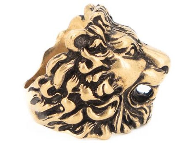 Anello Gucci Lion Head Oro Invecchiato Ottone Uomo US 9.5 IT 19 D'oro - vista 5