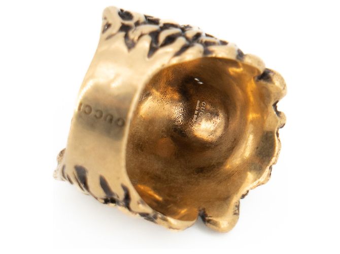 Anello Gucci Lion Head Oro Invecchiato Ottone Uomo US 9.5 IT 19 D'oro - vista 6