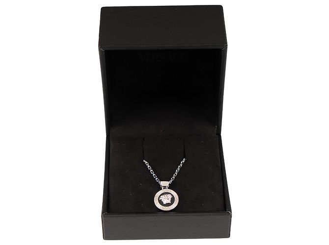 Collana Versace con pendente Medusa in smalto Ottone Argento Nero Donna 20 in - vista 2