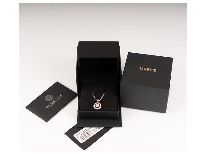 Collana Versace con pendente Medusa in smalto Ottone Argento Nero Donna 20 in - vista 4