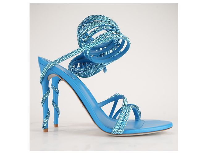 Sandali Rene Caovilla Cleo 105 Crystal Satin Aquamarine Blue Donna EU 40 - vista 6