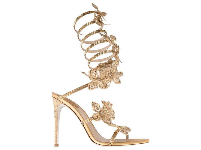 Sandali Margot Butterfly in Cristallo e Satin Oro Rene Caovilla Donna EU 39.5 D'oro - vista 3