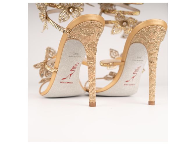 Sandali Margot Butterfly in Cristallo e Satin Oro Rene Caovilla Donna EU 39.5 D'oro - vista 7