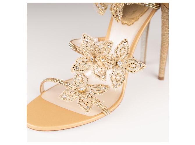 Sandali Margot Butterfly in Cristallo e Satin Oro Rene Caovilla Donna EU 39.5 D'oro - vista 9