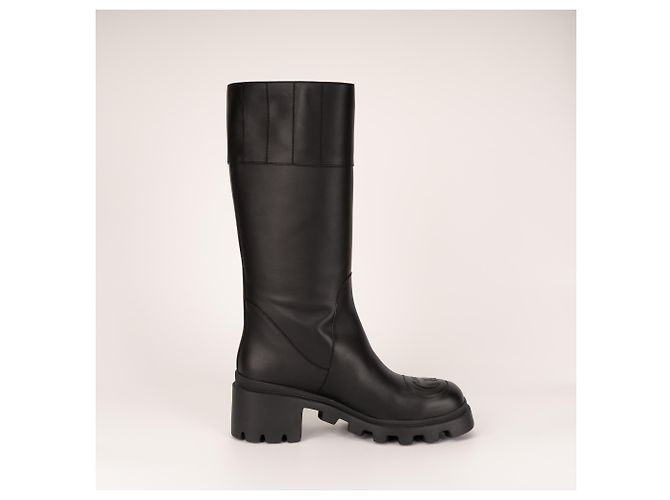 Botas altas Gucci Interlocking G Lifford de cuero negro para mujer EU 40 - vista 3