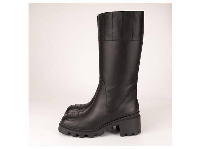 Botas altas Gucci Interlocking G Lifford de cuero negro para mujer EU 40 - vista 6