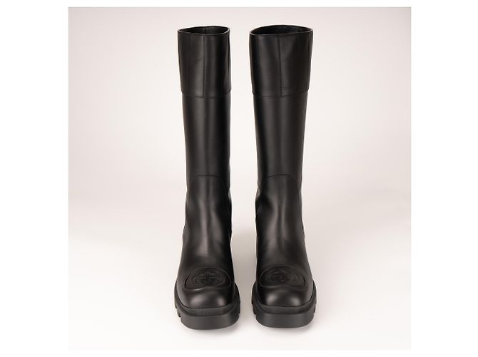 Botas altas Gucci Interlocking G Lifford de cuero negro para mujer EU 40 - vista 8
