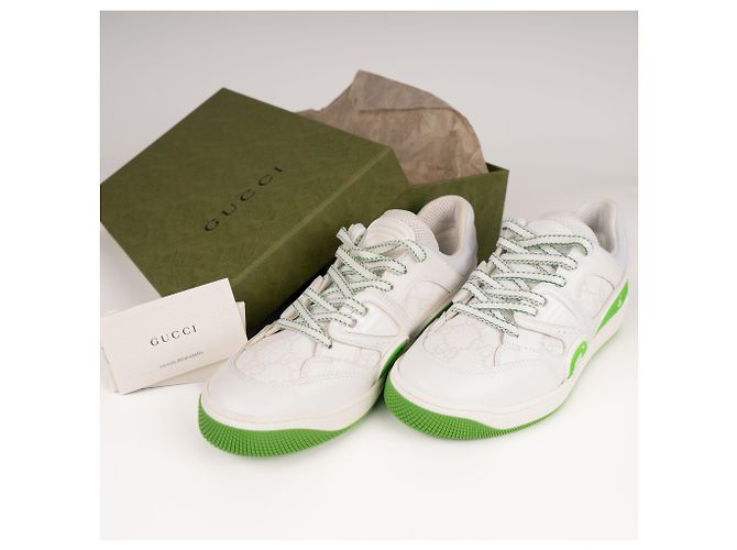 Gucci Basket Low-Top Sneaker Weiß Grün Kunstleder Damen EU 35.5 - Ansicht 2