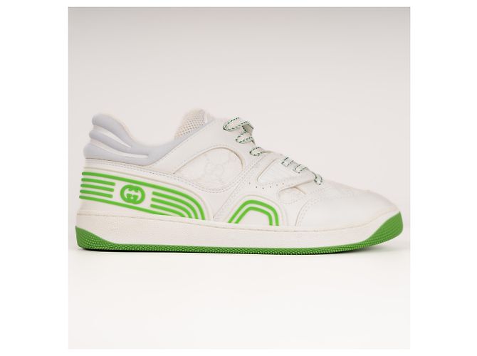 Gucci Basket Low-Top Sneaker Weiß Grün Kunstleder Damen EU 35.5 - Ansicht 3