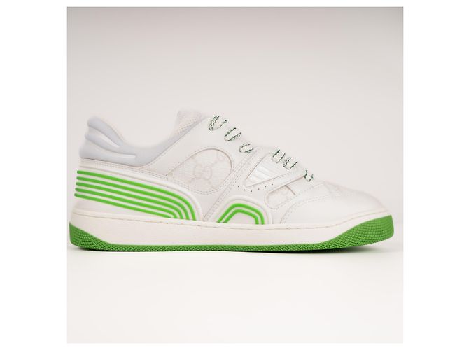 Gucci Basket Low-Top Sneaker Weiß Grün Kunstleder Damen EU 35.5 - Ansicht 4
