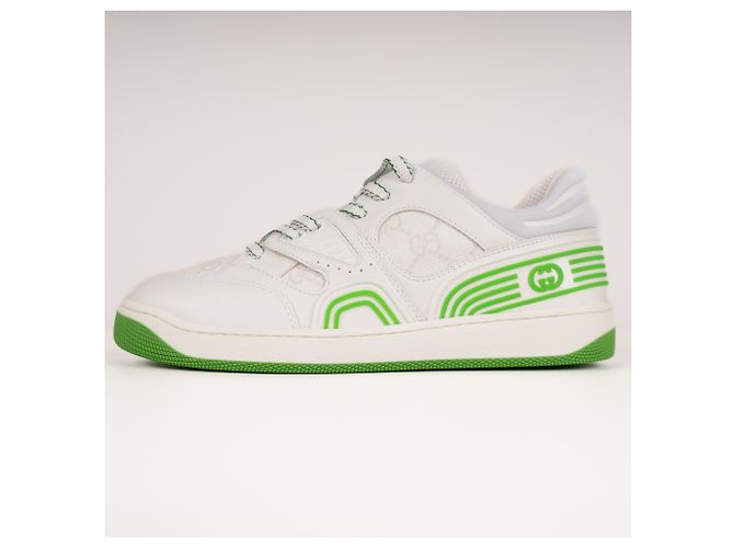 Gucci Basket Low-Top Sneaker Weiß Grün Kunstleder Damen EU 35.5 - Ansicht 5