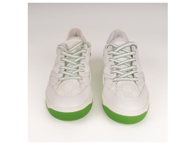 Gucci Basket Low-Top Sneaker Weiß Grün Kunstleder Damen EU 35.5 - Ansicht 8
