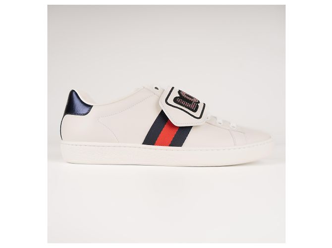 Gucci Ace 'Loved' Patch Sneaker aus Leder Weiß Damen EU 36.5 - Ansicht 3