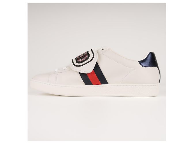 Gucci Ace 'Loved' Patch Sneaker aus Leder Weiß Damen EU 36.5 - Ansicht 4