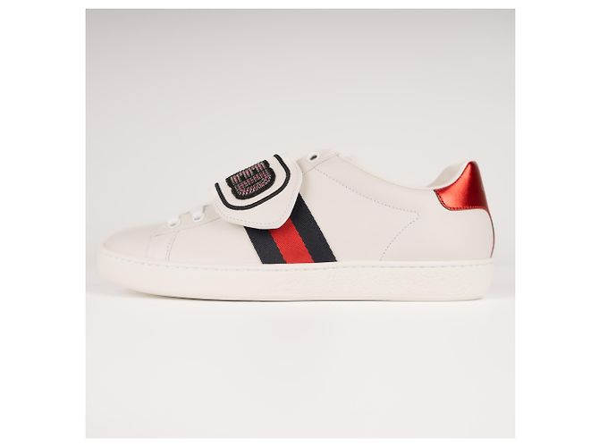 Gucci Ace 'Loved' Patch Sneaker aus Leder Weiß Damen EU 36.5 - Ansicht 5