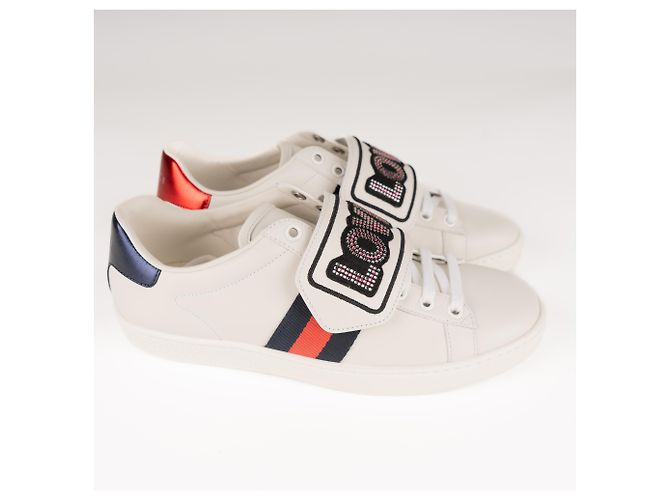 Gucci Ace 'Loved' Patch Sneaker aus Leder Weiß Damen EU 36.5 - Ansicht 6