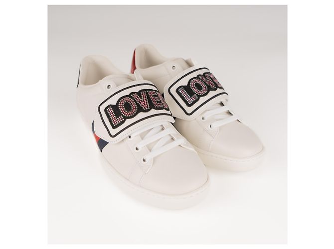 Gucci Ace 'Loved' Patch Sneaker aus Leder Weiß Damen EU 36.5 - Ansicht 7
