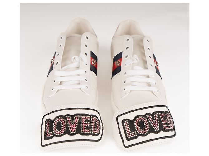 Gucci Ace 'Loved' Patch Sneaker aus Leder Weiß Damen EU 36.5 - Ansicht 9