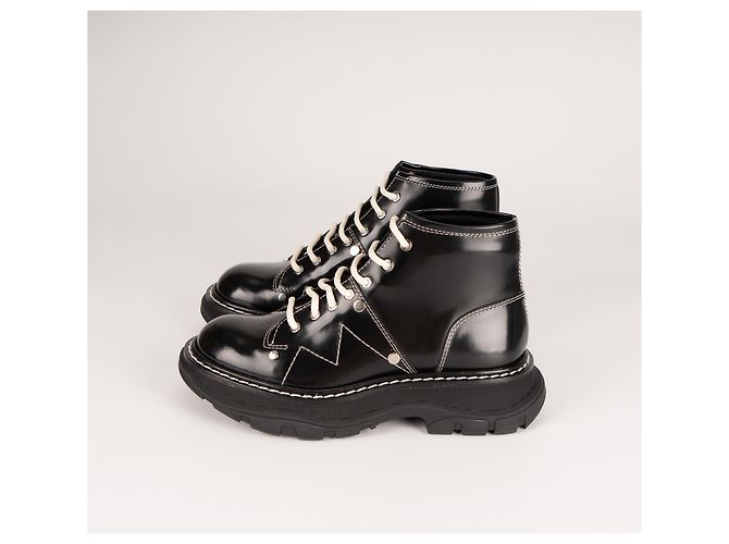 Alexander McQueen Tread Slick Schnürstiefel aus Leder Schwarz Weiß Damen EU 36.5 - Ansicht 10
