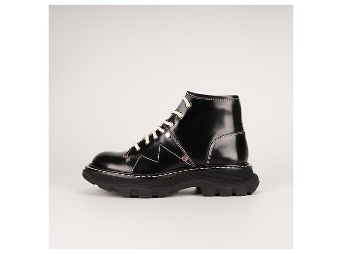 Alexander McQueen Tread Slick Schnürstiefel aus Leder Schwarz Weiß Damen EU 36.5 - Ansicht 3