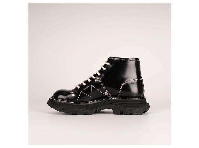 Alexander McQueen Tread Slick Schnürstiefel aus Leder Schwarz Weiß Damen EU 36.5 - Ansicht 4