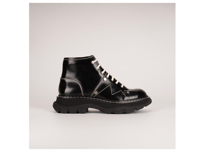 Alexander McQueen Tread Slick Schnürstiefel aus Leder Schwarz Weiß Damen EU 36.5 - Ansicht 6