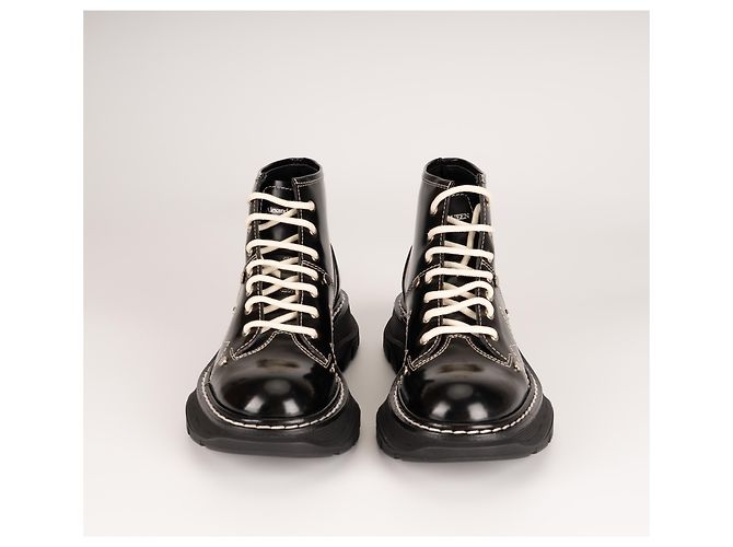 Alexander McQueen Tread Slick Schnürstiefel aus Leder Schwarz Weiß Damen EU 36.5 - Ansicht 8