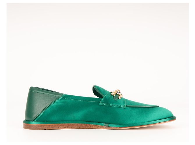 Mocassini Gucci Brixton Crystal Horsebit in raso di seta verde da donna EU 36.5 - vista 3