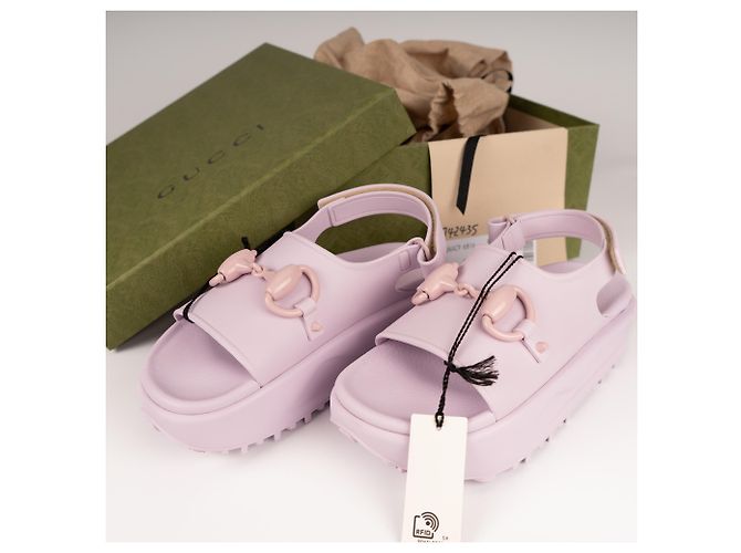 Sandali con platform Gucci Horsebit in gomma Rosa chiaro Donna EU 37 / US 7 Lavanda - vista 2