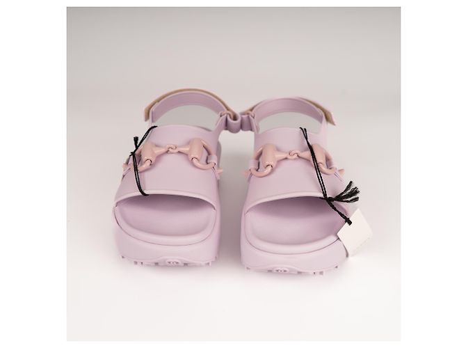 Sandali con platform Gucci Horsebit in gomma Rosa chiaro Donna EU 37 / US 7 Lavanda - vista 8