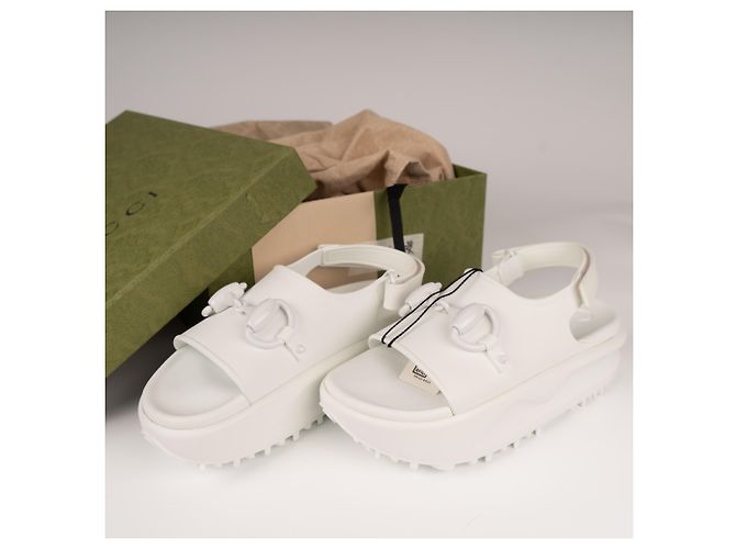 Sandali con platform in gomma Gucci Horsebit Bianco Donna EU 37 - vista 2