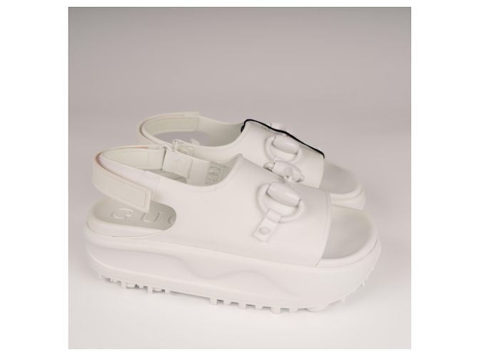 Sandali con platform in gomma Gucci Horsebit Bianco Donna EU 37 - vista 6