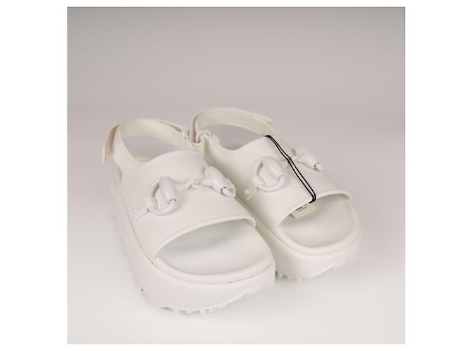 Sandali con platform in gomma Gucci Horsebit Bianco Donna EU 37 - vista 7
